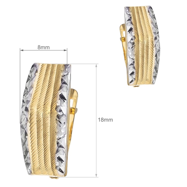 Dwukolorowe kolczyki z fakturowanym wzorem wymiary