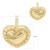 Złote kolczyki serduszka z wypukłym środkiem i dekoracyjnym brzegiem wymiary