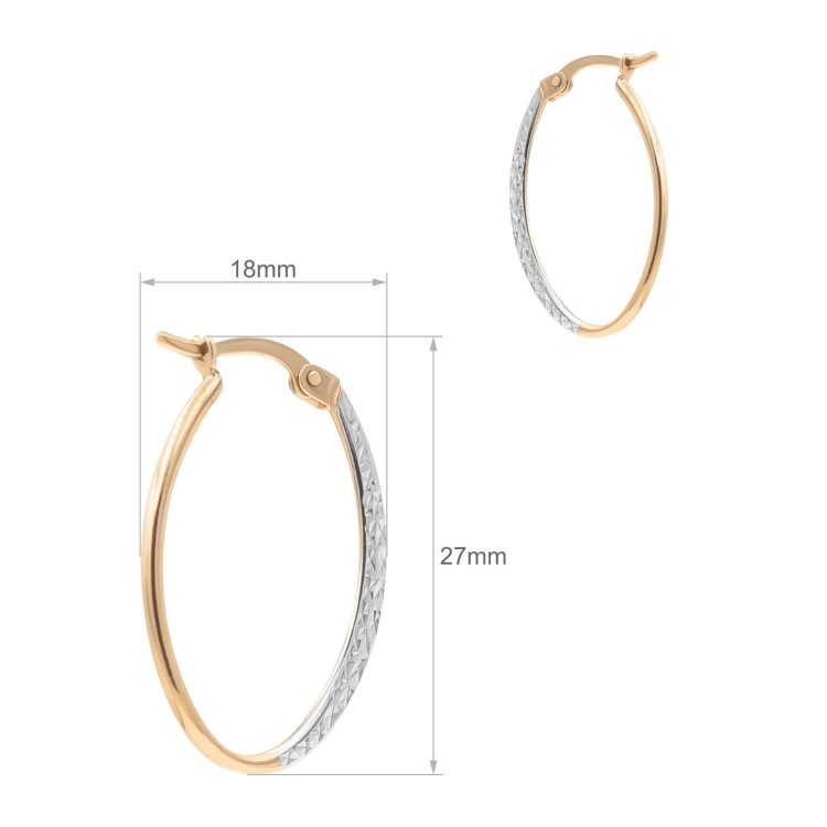 Dwukolorowe kolczyki koła o owalnym kształcie na jasnym tle wymiary