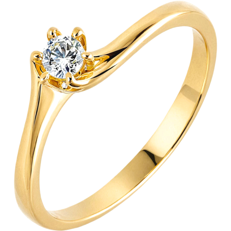 Subtelny Złoty Pierścionek Zaręczynowy z Błyszczącą Białą Cyrkonią