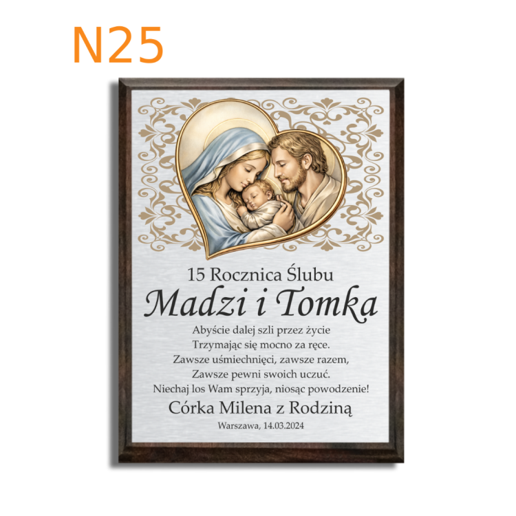 Dedykacja, życzenia na 15 rocznice ślubu w sercu z kolorem