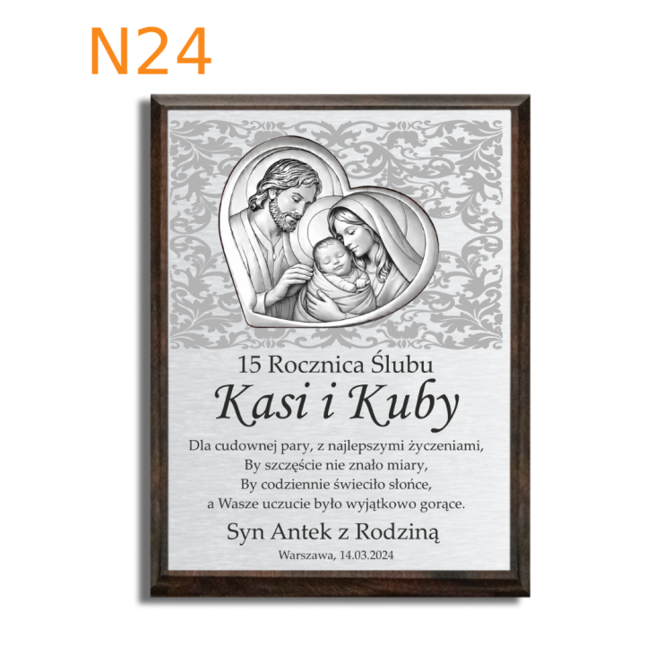 Dedykacja, życzenia na 15 rocznice ślubu w ornamencie