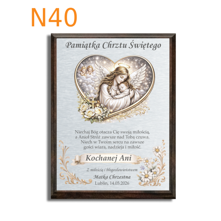 Obrazek srebrny z aniołkiem na chrzest dla dziecka