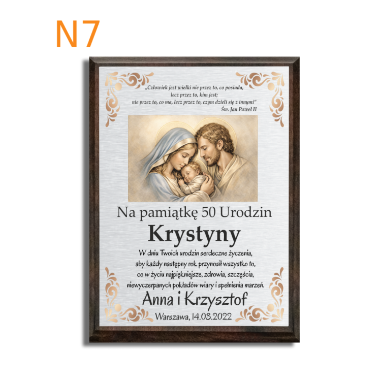 Dedykacja z życzeniami na 50 urodziny święta rodzina