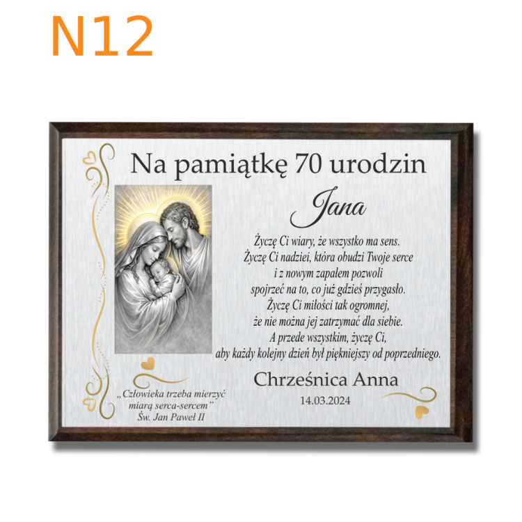 Dedykacja z życzeniami na 70 urodziny święta rodzina obraz