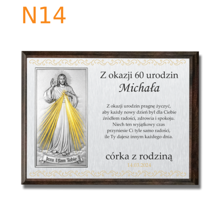 Dedykacja z życzeniami na urodziny Jezus Miłosierny