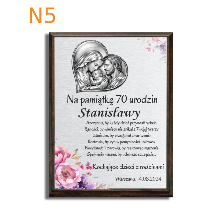 Dedykacja z życzeniami na urodziny święta rodzina z kwiatami