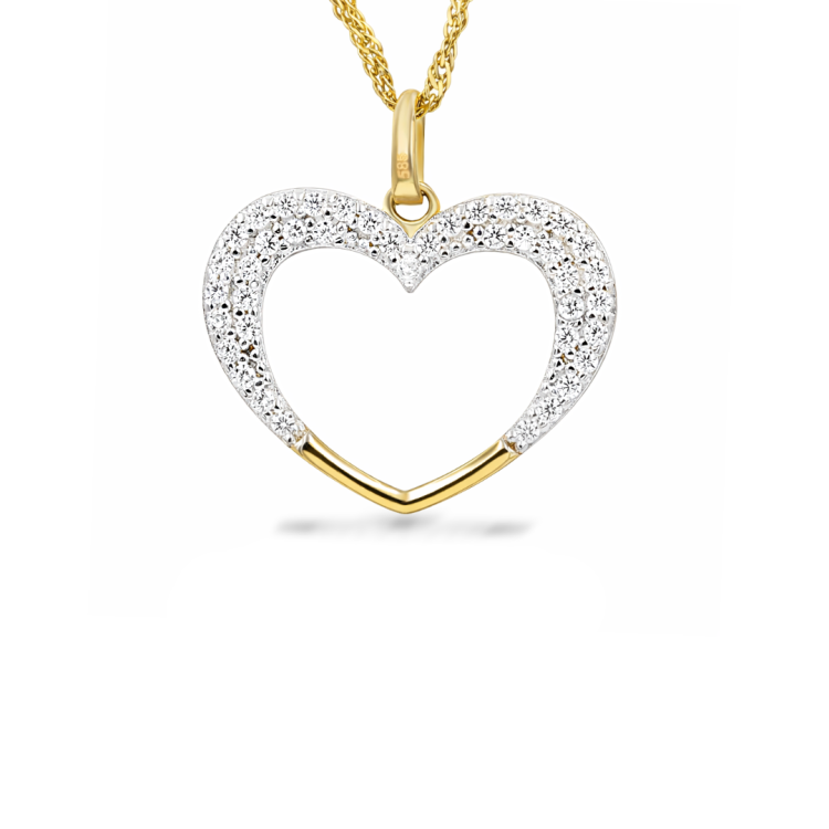 Złota zawieszka serce z cyrkoniami