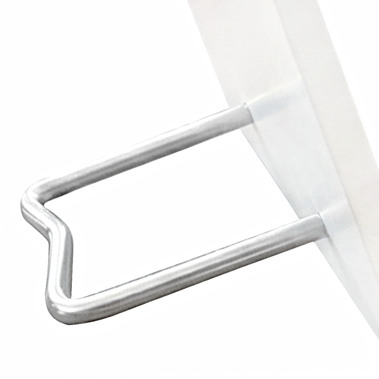 Metalowa stópka mocująca do obrazka srebrnego – detal uchwytu w zbliżeniu.