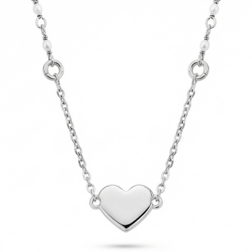 Srebrny naszyjnik z gładką zawieszką serce na delikatnym łańcuszku