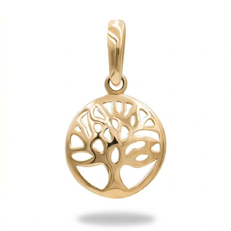 Złota zawieszka drzewo życia ażurowa w okręgu – wisiorek na łańcuszek