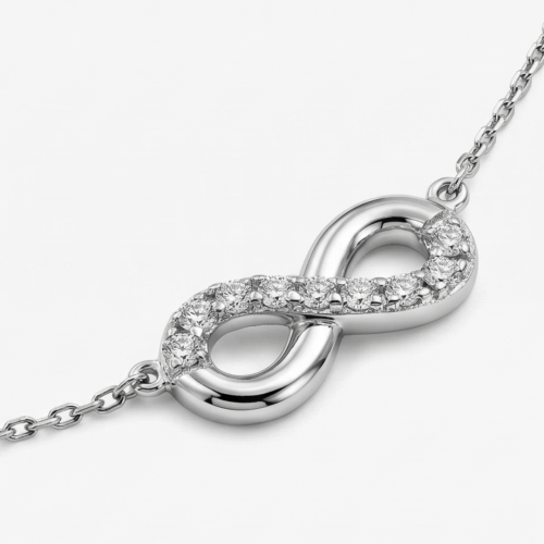 naszyjnik srebrny znak nieskończoności ozdobiony cyrkoniami