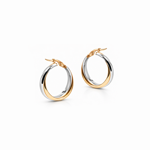 Dwukolorowe kolczyki koła o szerokim profilu na jasnym tle