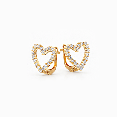 Złote kolczyki w kształcie serca z cyrkoniami