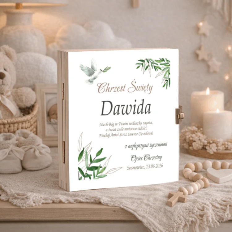 Pudełko z nadrukiem na chrzest