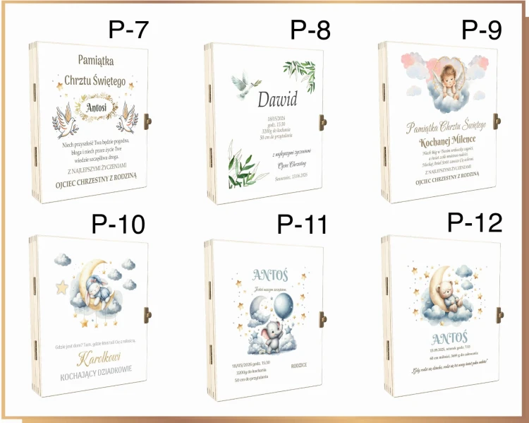 Pudełka z życzeniami na chrzest wzory
