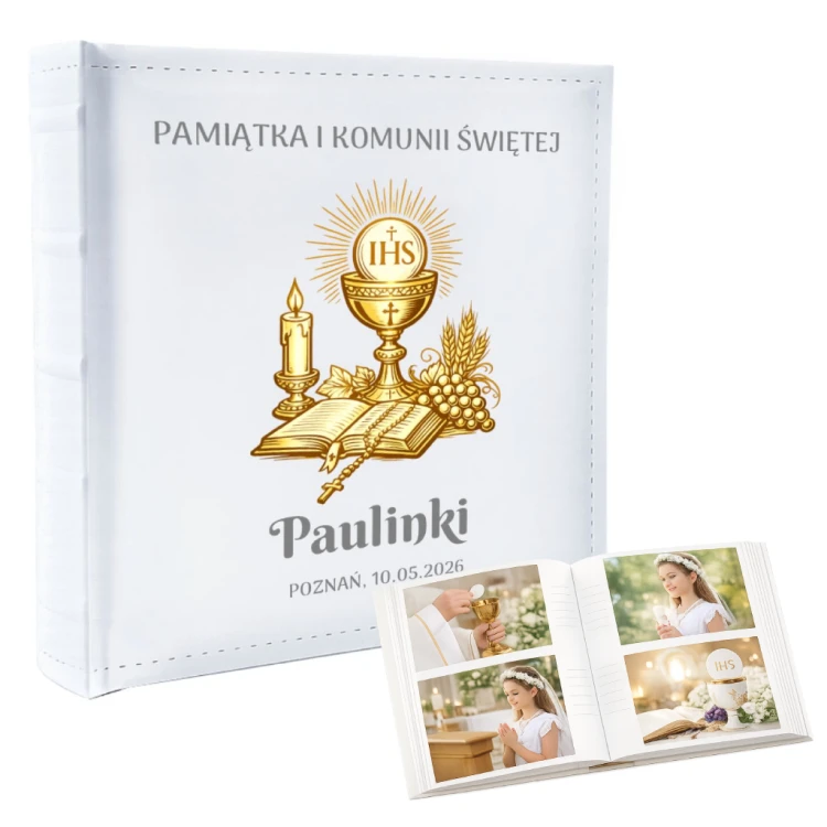 Pamiątka I Komunii Świętej Album na zdjęcia z nadrukiem