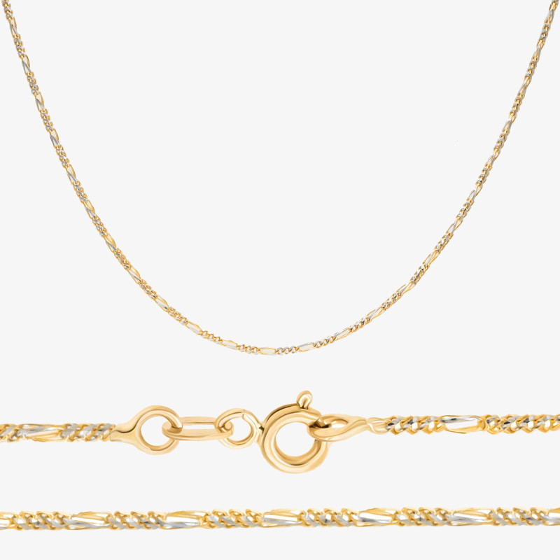 Elegancki łańcuszek z białego i żółtego złota 45cm 0.585