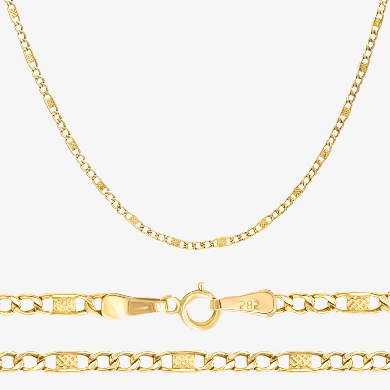 Diamentowany łańcuszek z żółtego złota 50cm 0.585