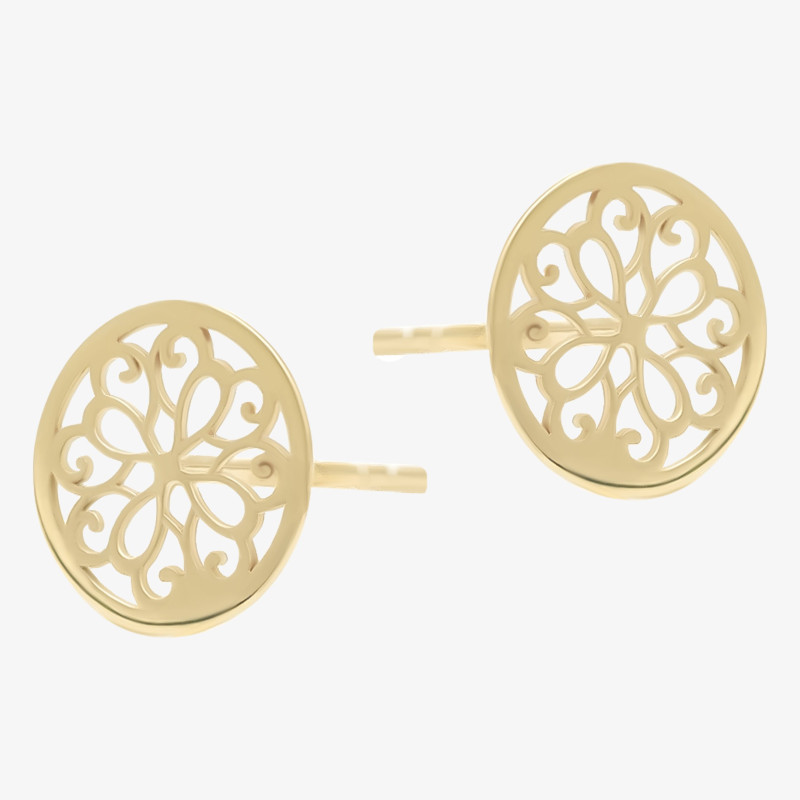 Złote Kolczyki Sztyfty „Ażurowa Finezja” – Elegancki Ornament w Złocie