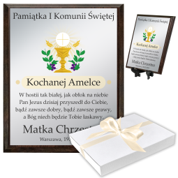 Personalizowana pamiątka Pierwszej Komunii Świętej z grawerem
