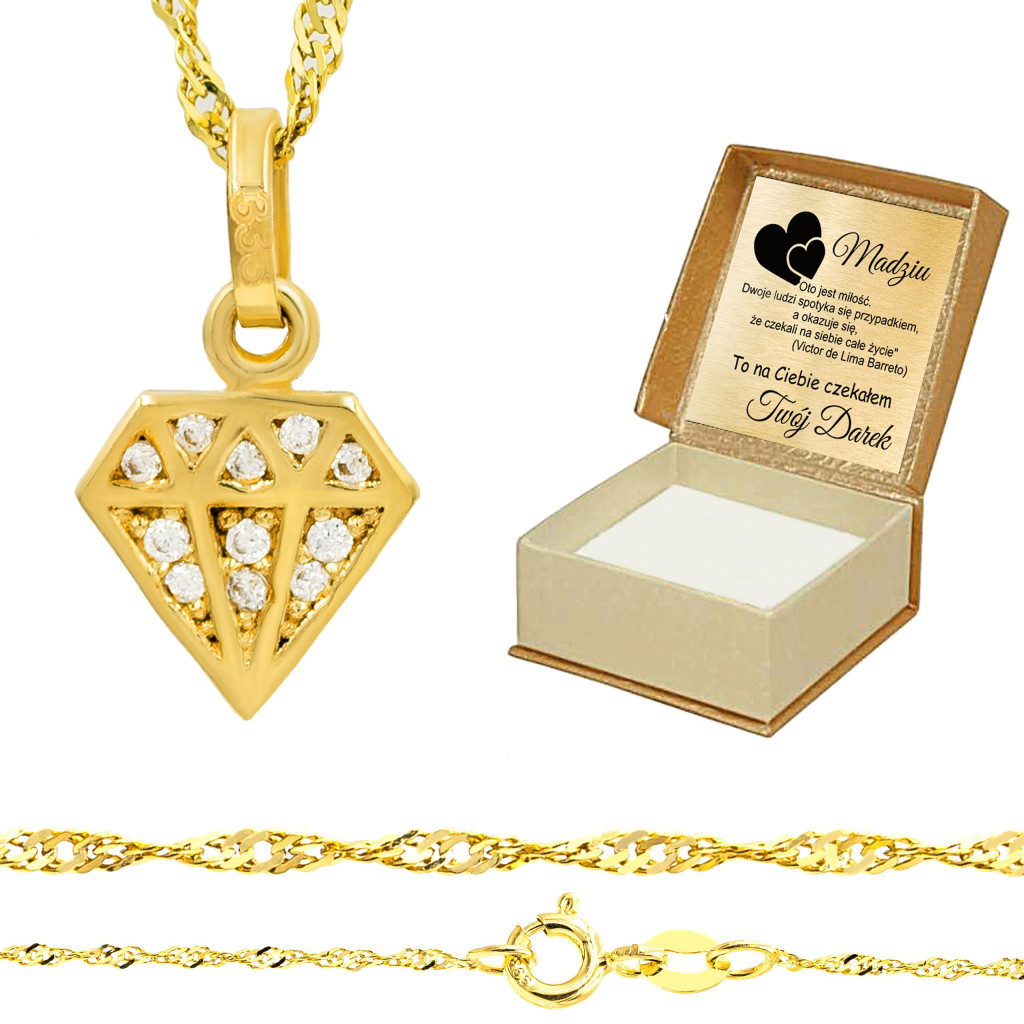 Złoty diamencik z cyrkoniami