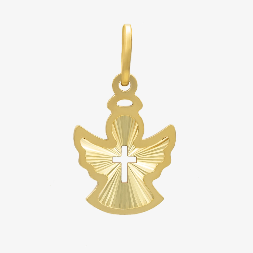 Złota zawieszka diamentowany aniołek