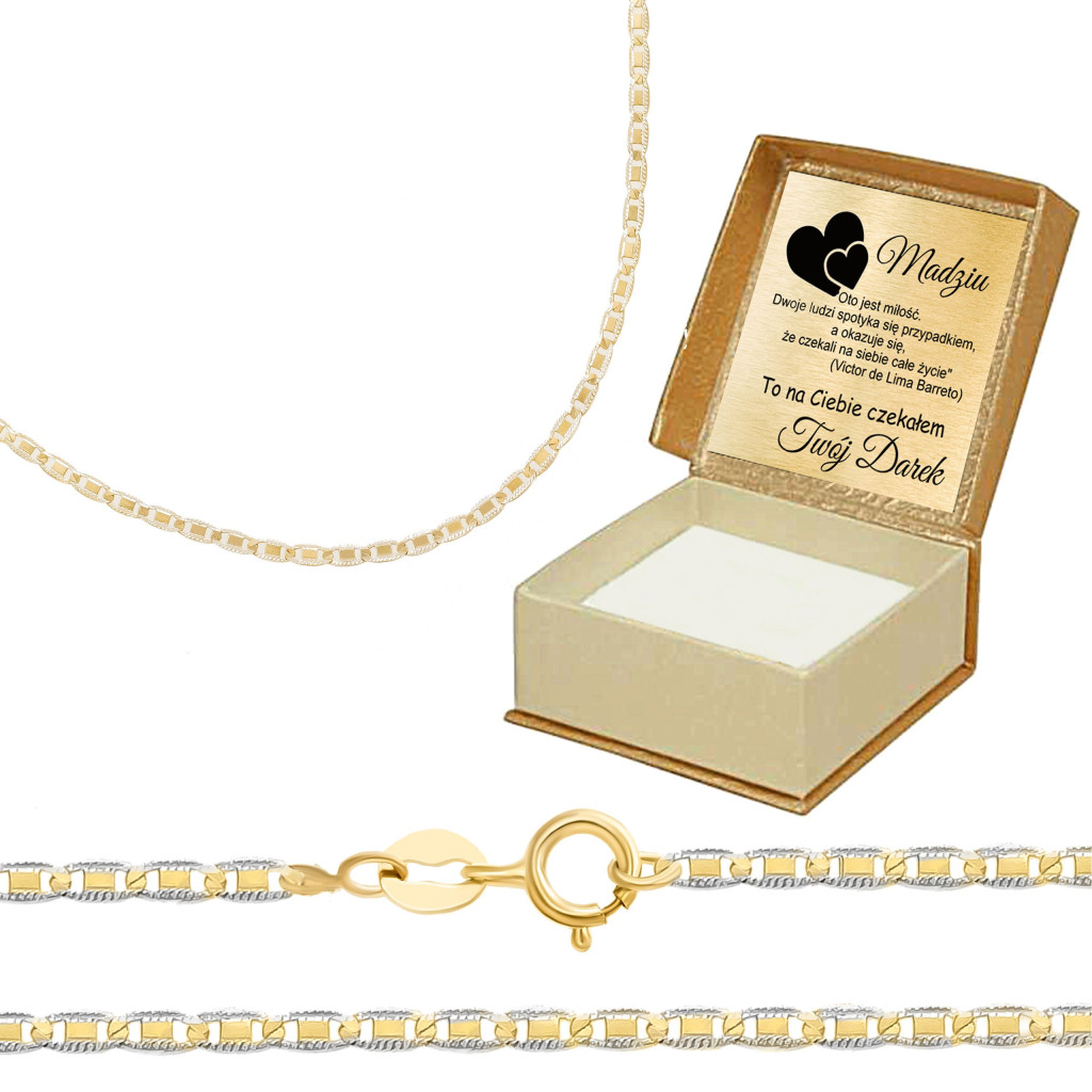 Złoty, diamentowany łańcuszek damski 0.585