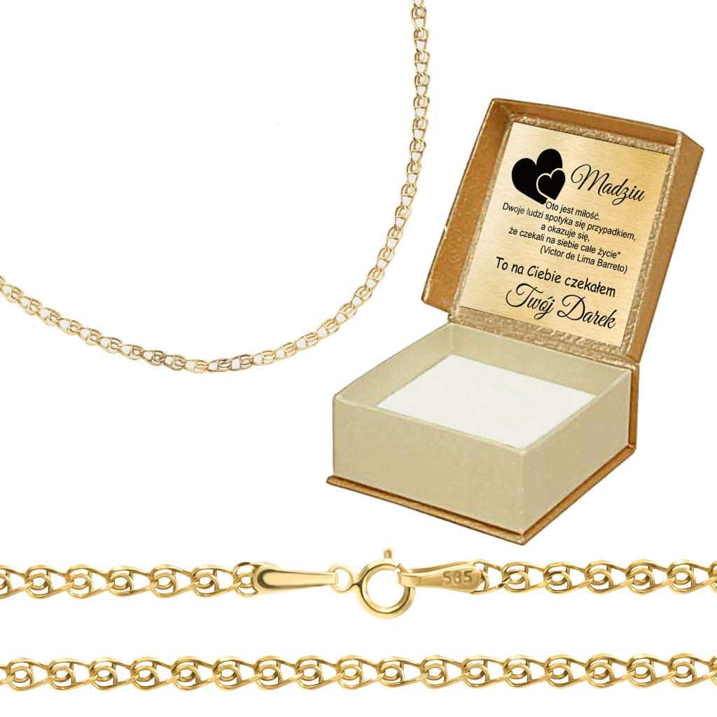 Złoty, elegancki łańcuszek damski 0.585