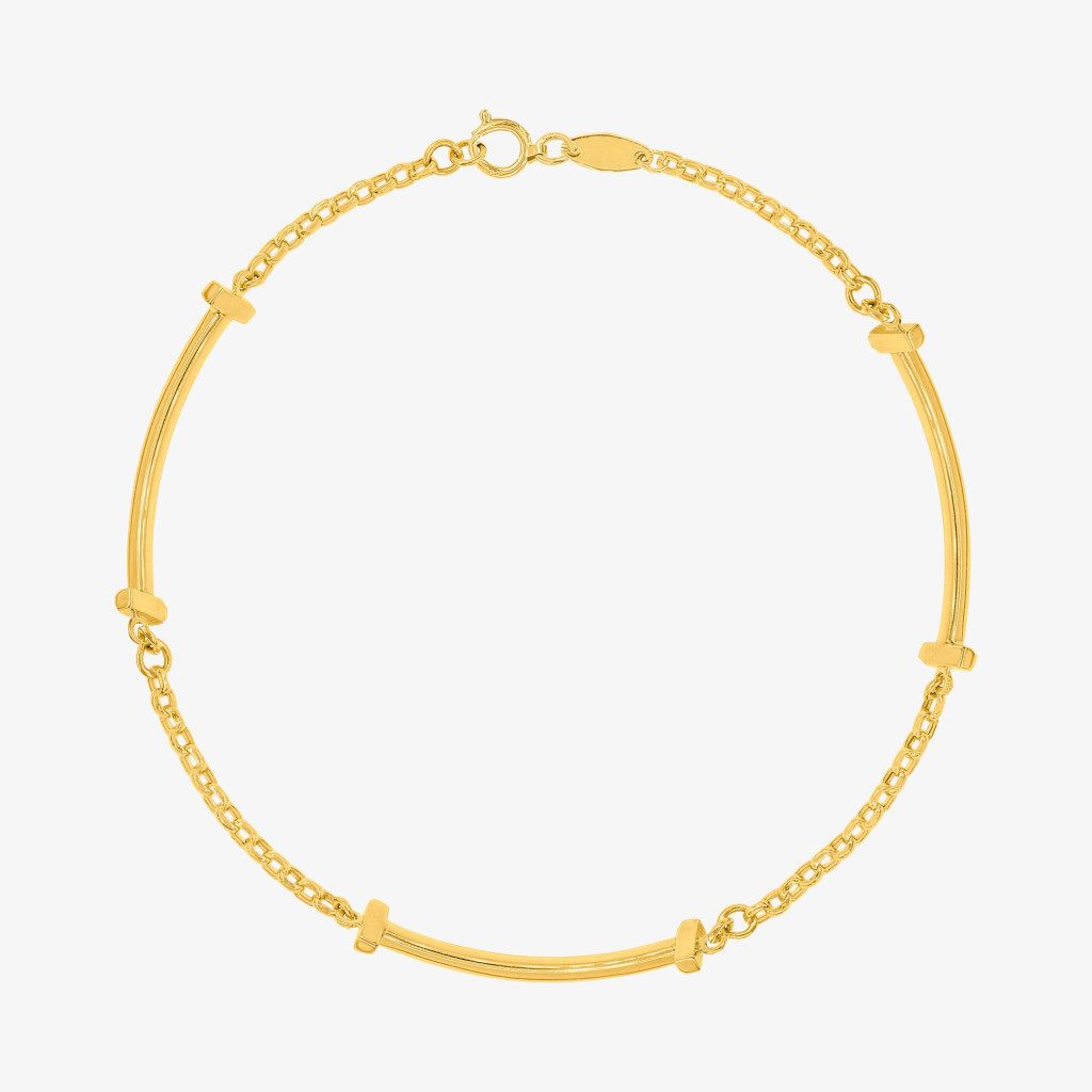 Złota Bransoletka z Eleganckimi Blaszkami Żółte Złoto 0.585