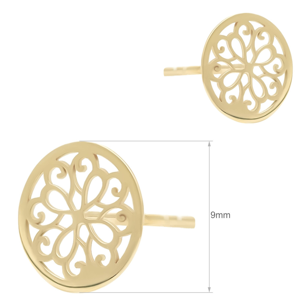 Złote Kolczyki Sztyfty „Ażurowa Finezja” – Elegancki Ornament w Złocie