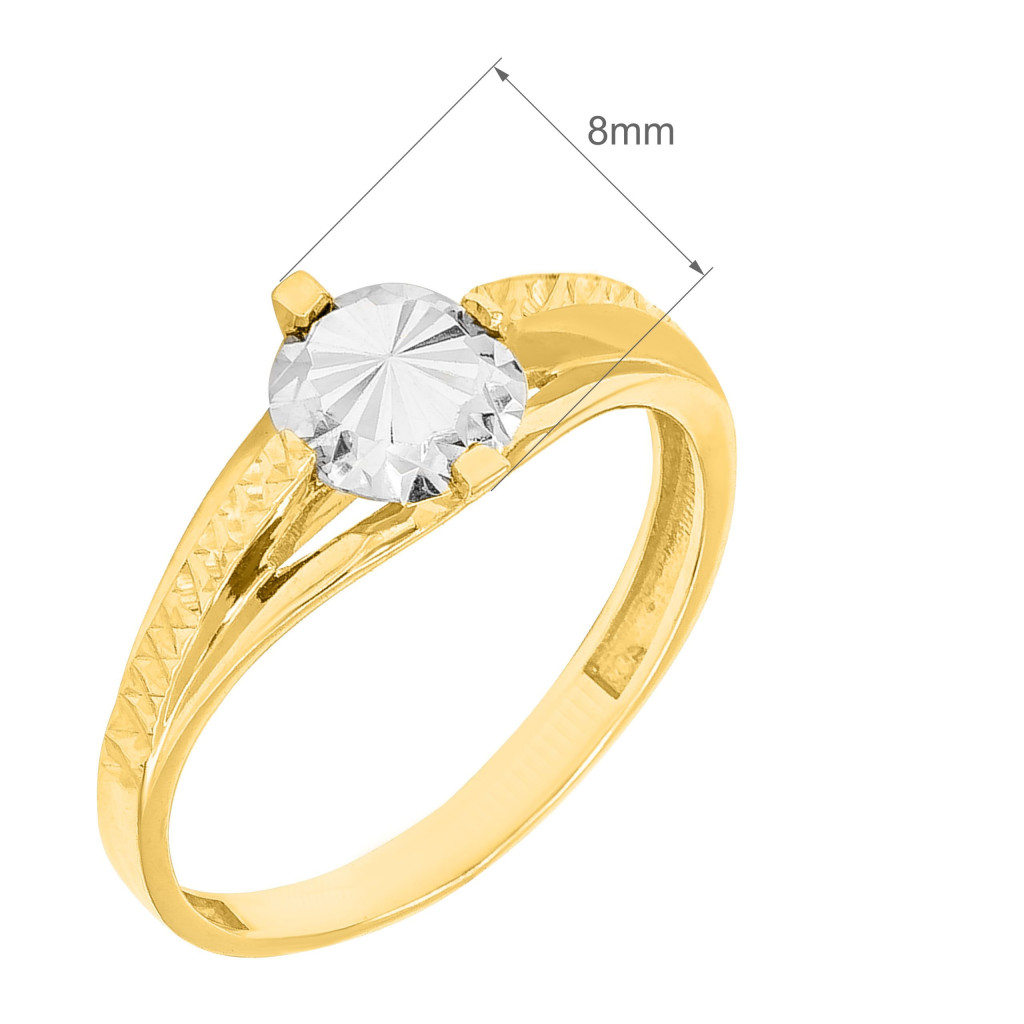 Błyszczący Złoty Pierścionek z Diamentowanym Wzorem R21 0.585