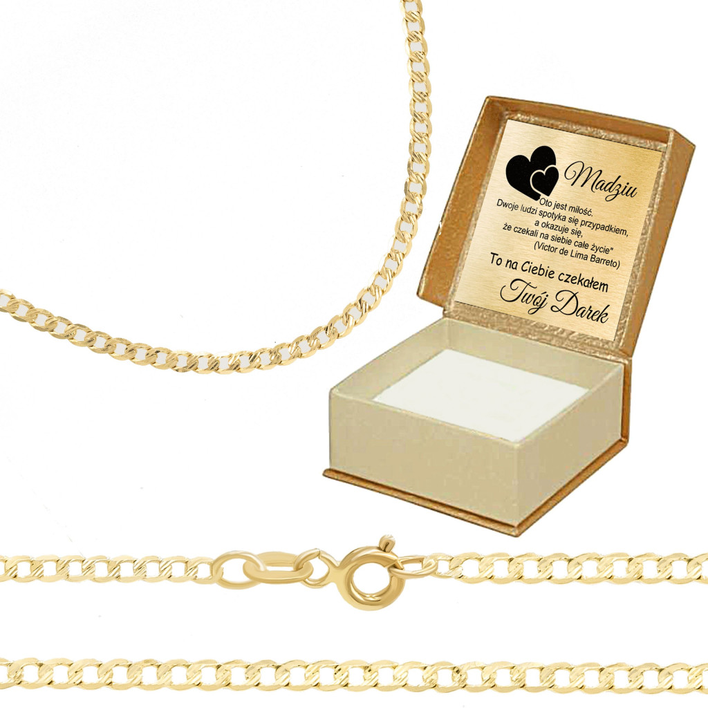 Złoty, diamentowy łańcuszek Pancerka 50cm próba 0.585