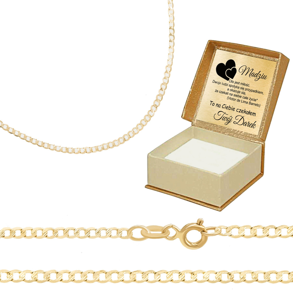 Złoty, diamentowy łańcuszek Pancerka 50cm próba 0.585
