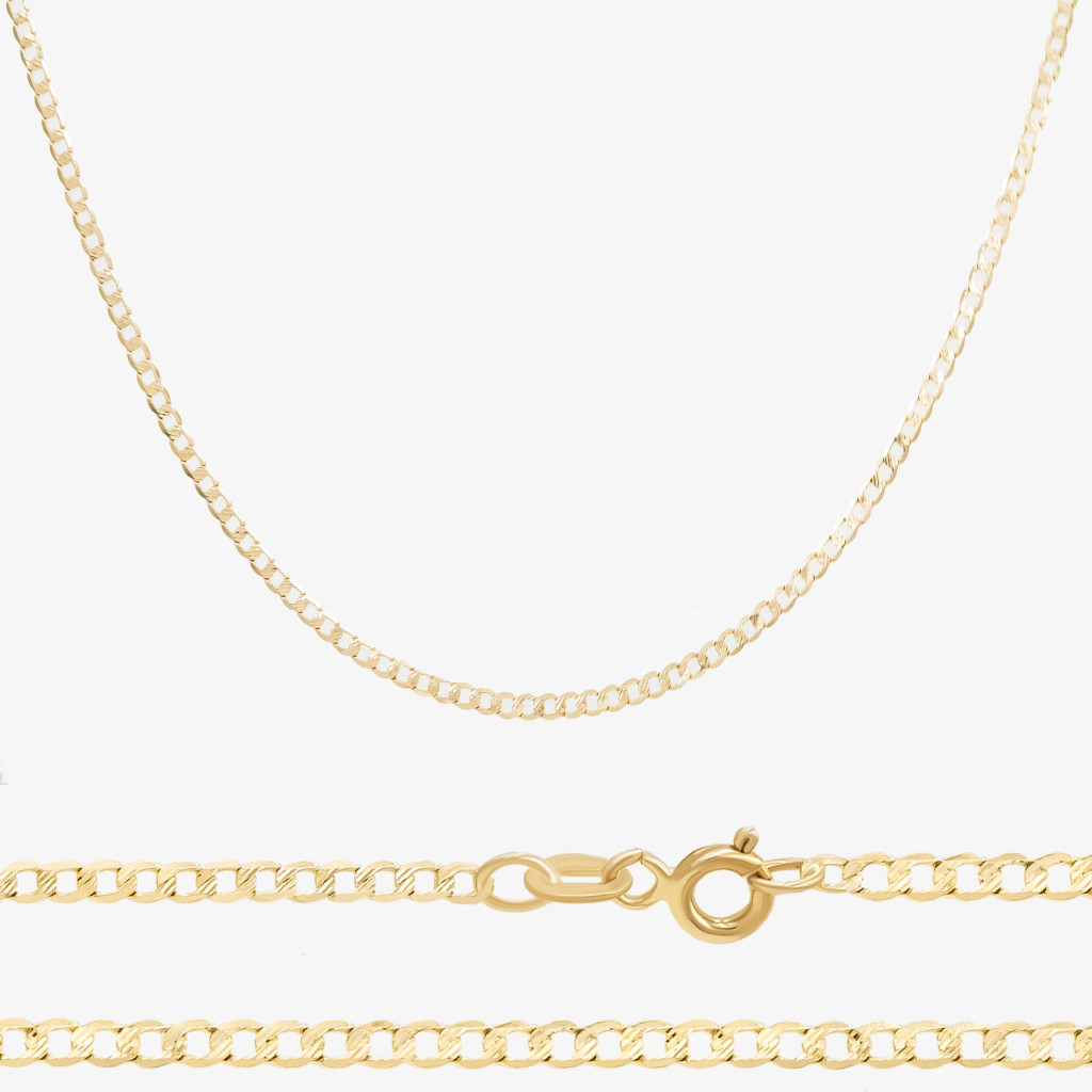 Złoty, diamentowany łańcuszek Pancerka 50cm próba 0.585