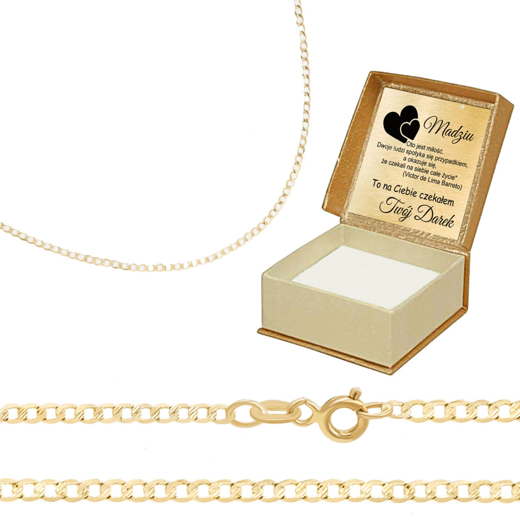 Złoty, diamentowy łańcuszek Pancerka 50cm próba 0.585
