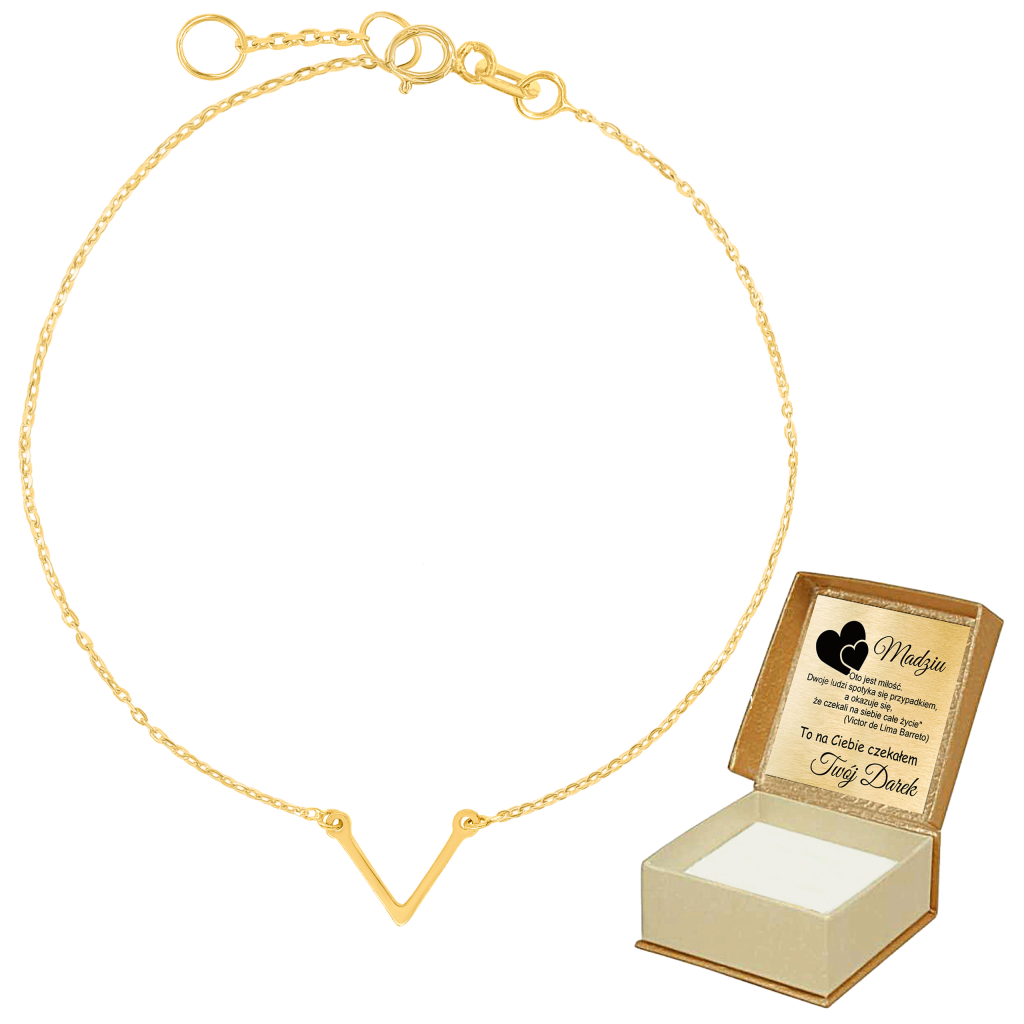 Złota Bransoletka Celebrytka z Geometrycznym V Zdobieniem Żółte Złoto 0.333