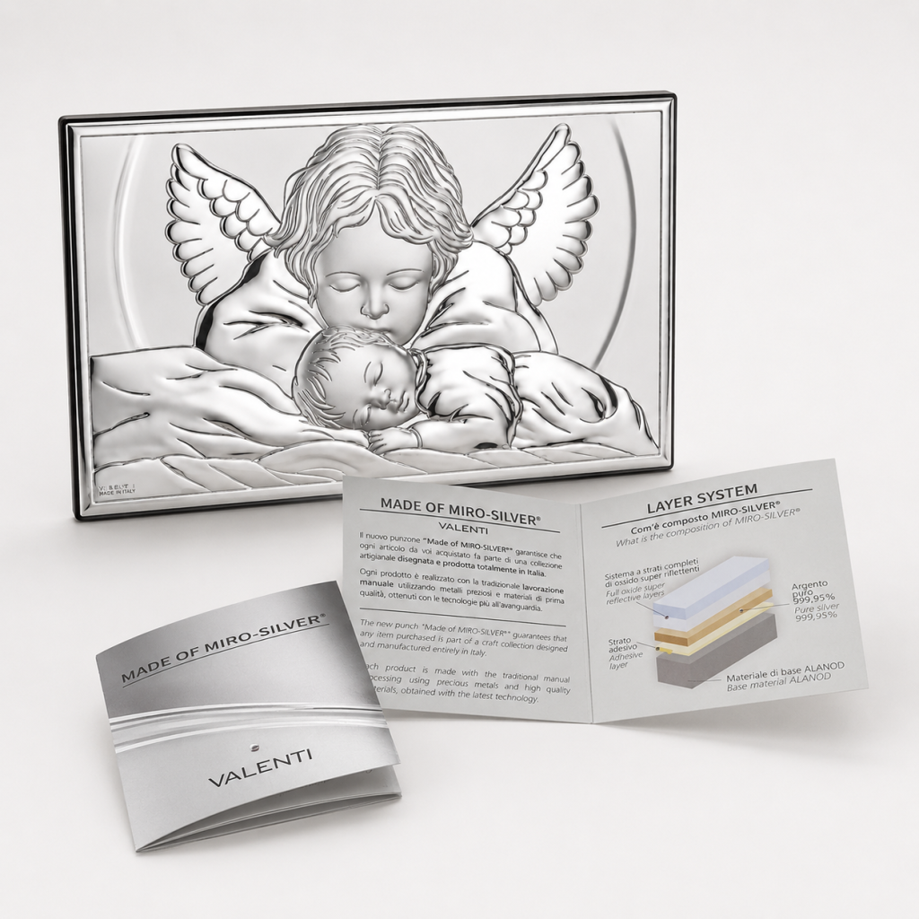 Obrazek Anioła Stróża na Chrzest 11,5 × 6,5 cm – Pamiątka Chrztu Świętego