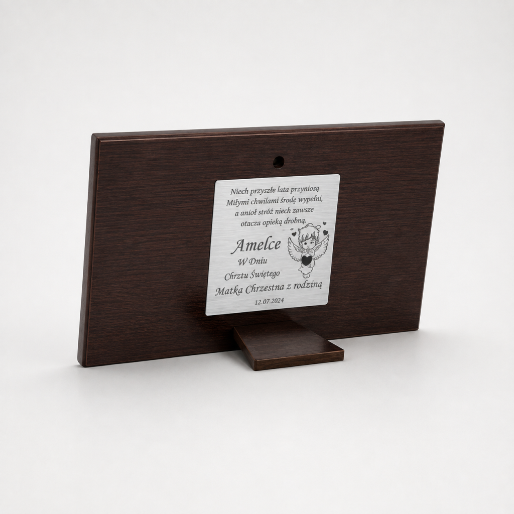 Obrazek Anioła Stróża na Chrzest 20 × 12 cm – Pamiątka Chrztu Świętego
