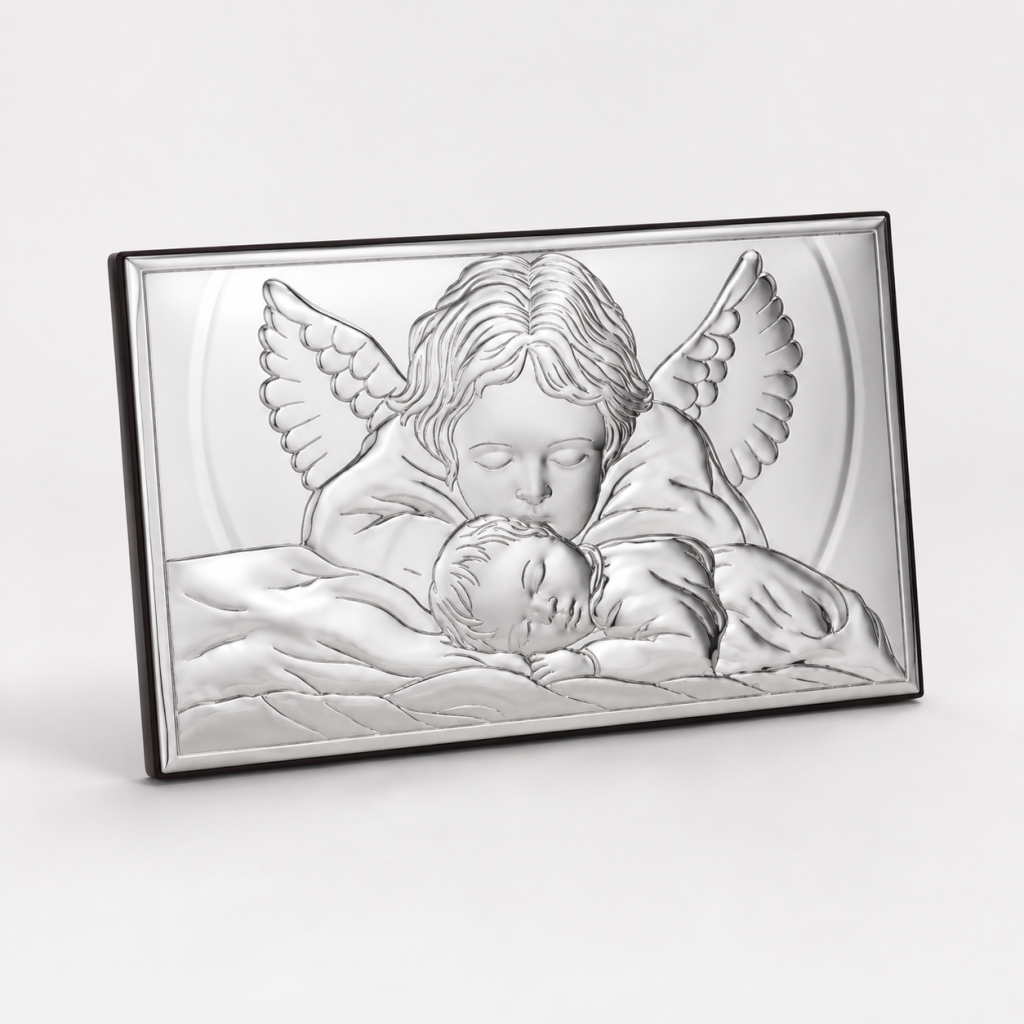 Obrazek Anioła Stróża na Chrzest 11,5 × 6,5 cm – Pamiątka Chrztu Świętego