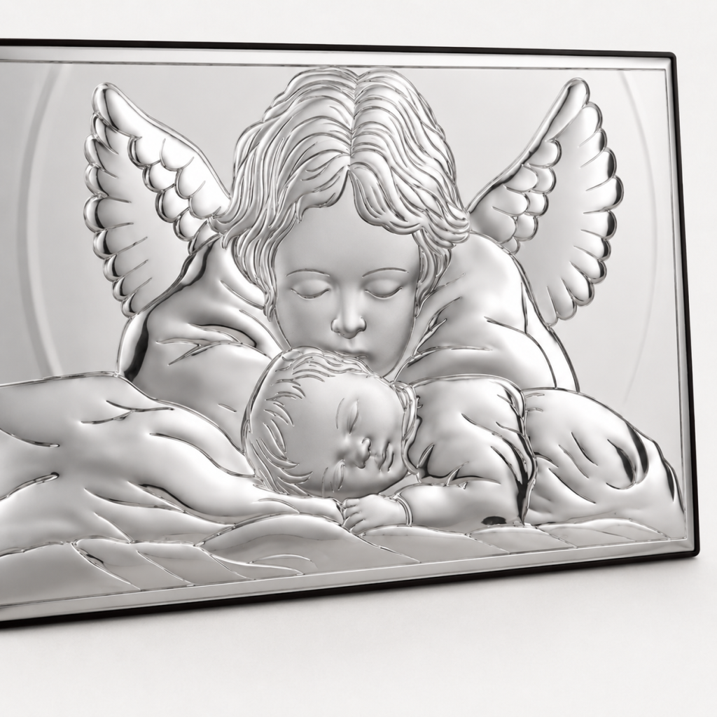 Obrazek Anioła Stróża na Chrzest 11,5 × 6,5 cm – Pamiątka Chrztu Świętego