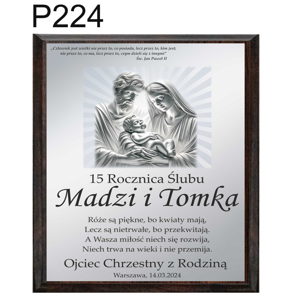 Personalizowana Pamiątka Rocznicy Ślubu - grafika Świętej Rodziny
