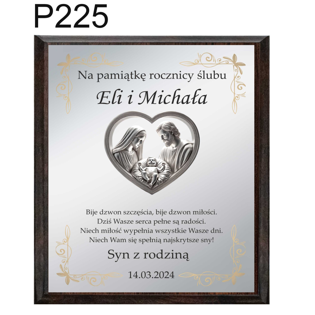 Personalizowana Pamiątka Rocznicy Ślubu - grafika Świętej Rodziny