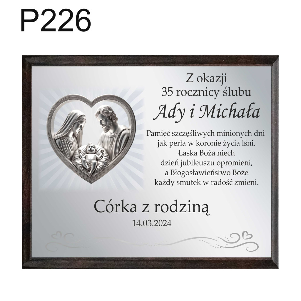 Personalizowana Pamiątka Rocznicy Ślubu - grafika Świętej Rodziny