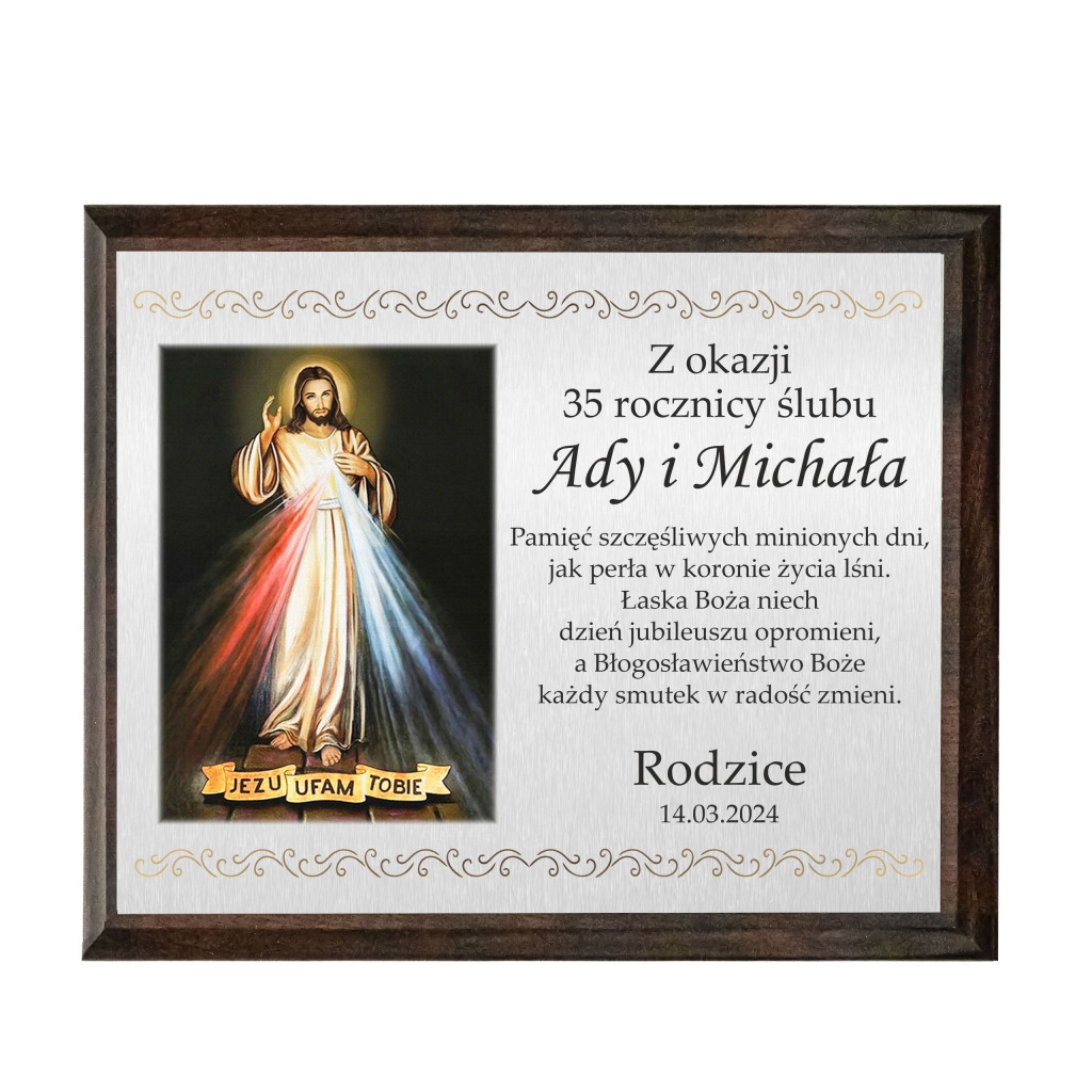 Personalizowany prezent na rocznicę ślubu – pamiątka z grafiką Jezusa Chrystusa