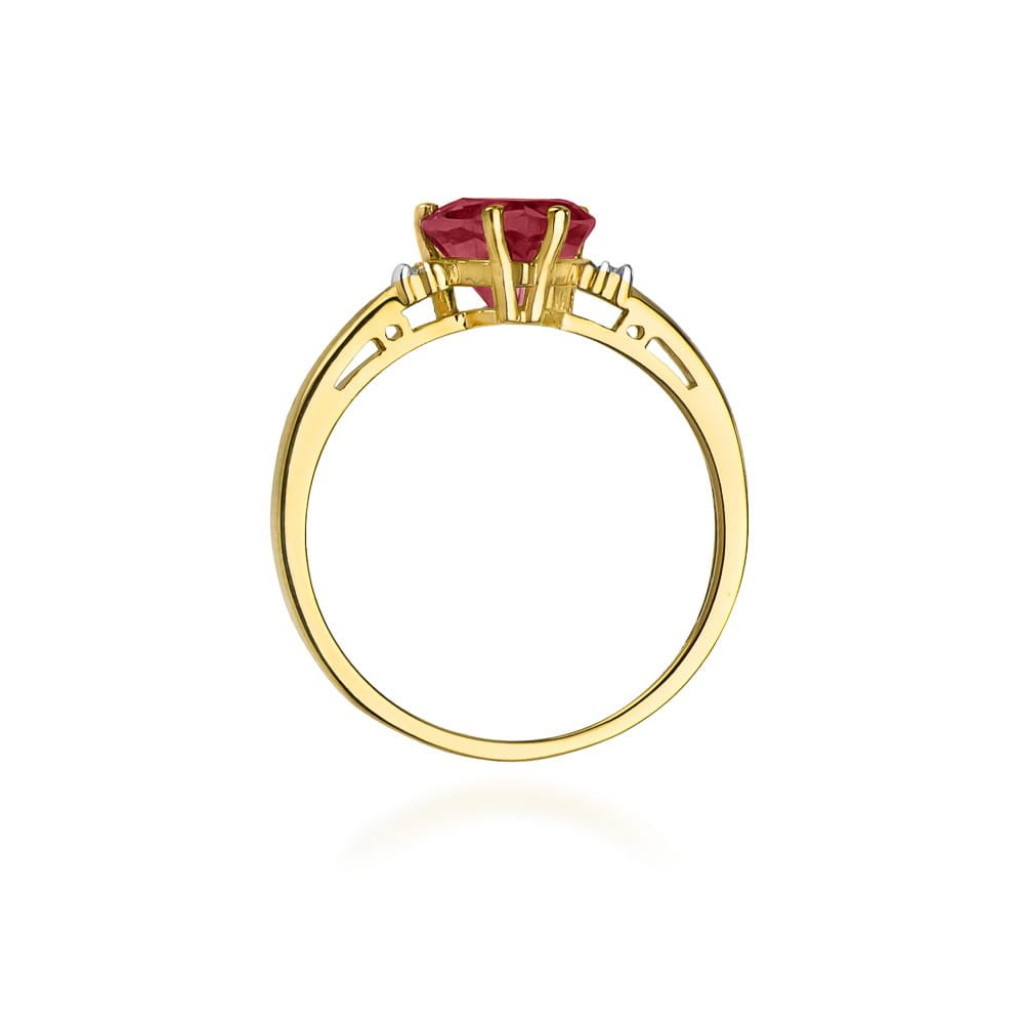 Złoty pierścionek zaręczynowy rubin 1,70 ct diamenty