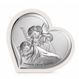 Obrazek na Chrzest – serce z Aniołem Stróżem Beltrami 13×12 cm