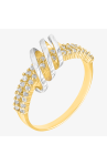 Złoty Pierścionek z Oryginalnym Przeplatanym Wzorem i Osadzonymi Białymi Cyrkoniami R15 0.333