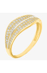 Subtelny Złoty Pierścionek z Żółtego Złota z Dużą Ilością Białych Cyrkoni R23 0.585
