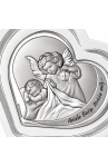 Pamiątka Chrztu 11,4 × 10,6 cm – Srebrne serce „Aniele Boży, Stróżu mój”